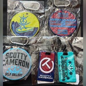 Lot of 5 NWT SCOTTY CAMERON GALLERY Rubber Leashes & Discs Circle T Golf Tiff